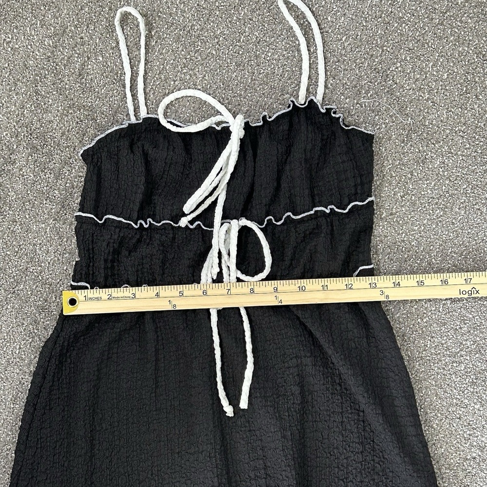 See You Monday Women's LARGE Black Contrast Trim Midi Dress Spaghetti Strap EUC - Picture 8 of 11